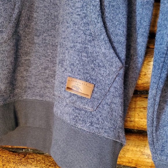 Quiksilver Heather Blue Knit Pullover Hoodie Men's Small - Picture 3 of 7